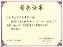 和天下3#、4#、7#、13#樓獲2018年度“山東省建筑工程優(yōu)質(zhì)結(jié)構(gòu)”